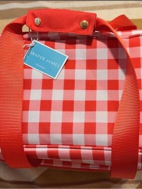 NWT Draper James Red White Gingham Insulated Cooler Bag Picnic Tote